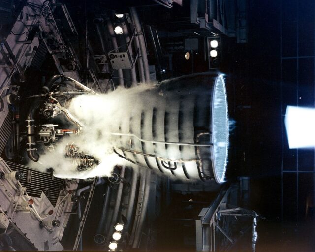 Space Shuttle Main Engine during a test firing