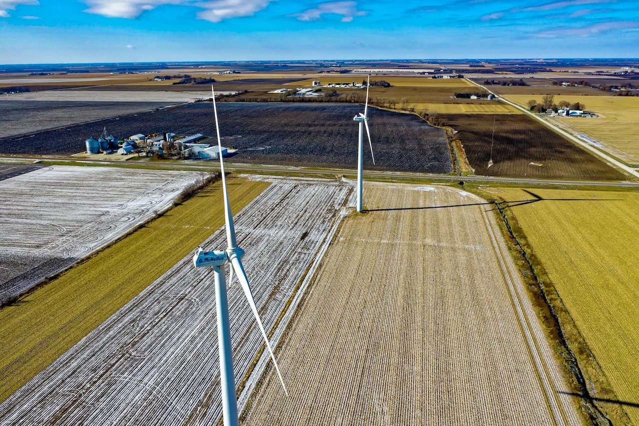 Windmills And Green Grass Field united states