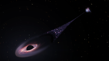 black hole creating a long trail of stars