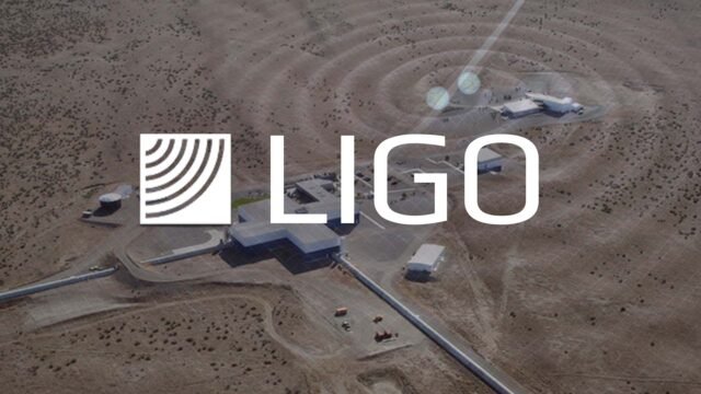 ligo logo on handfor ligo graviational wave observatory top view