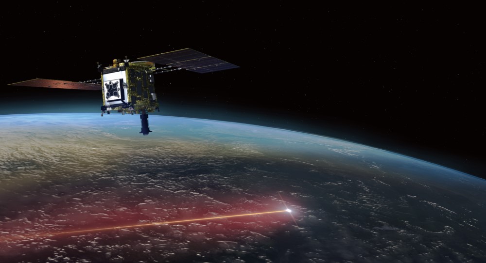 JAXA's satellite over earth in outer space