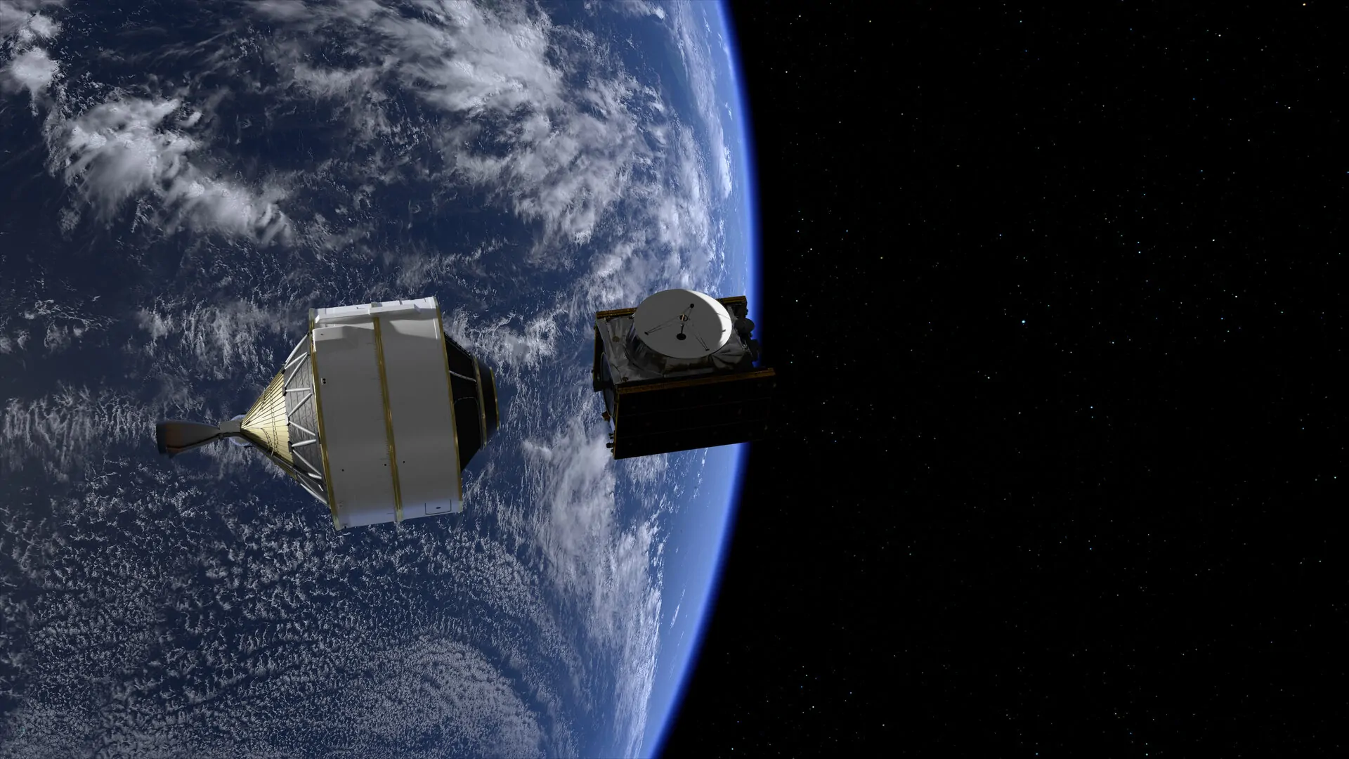 ESA's spacecraft juice in space with earth in the background